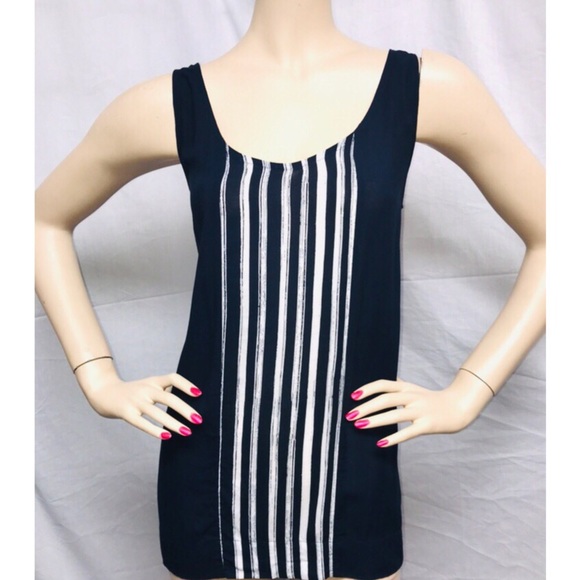LOFT Tops - DARK BLUE FRONT STRIPED TANK SHIRT TOP BLOUSE